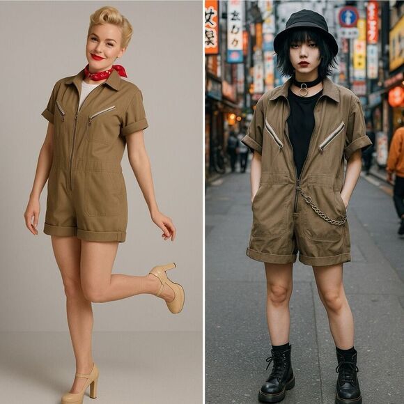 Polo Ralph Lauren 100% Lyocell Utility Romper 12 Tan Romper NWT Summer Casual - Picture 10 of 14